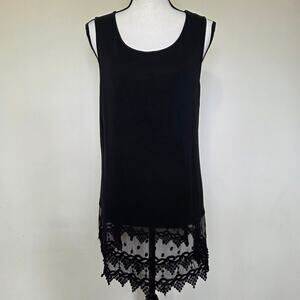 Kaktus L Tank Top Extender Pullover Lace Sleeveless Scoop Neck Black